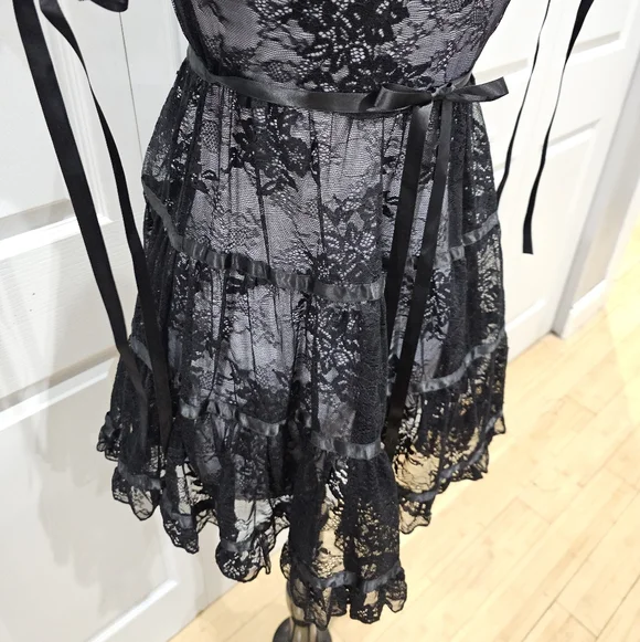 Dolls Kill Sexy Goth Lace House On The Hill Little Black Babydoll Mini Dress S - Picture 8 of 14